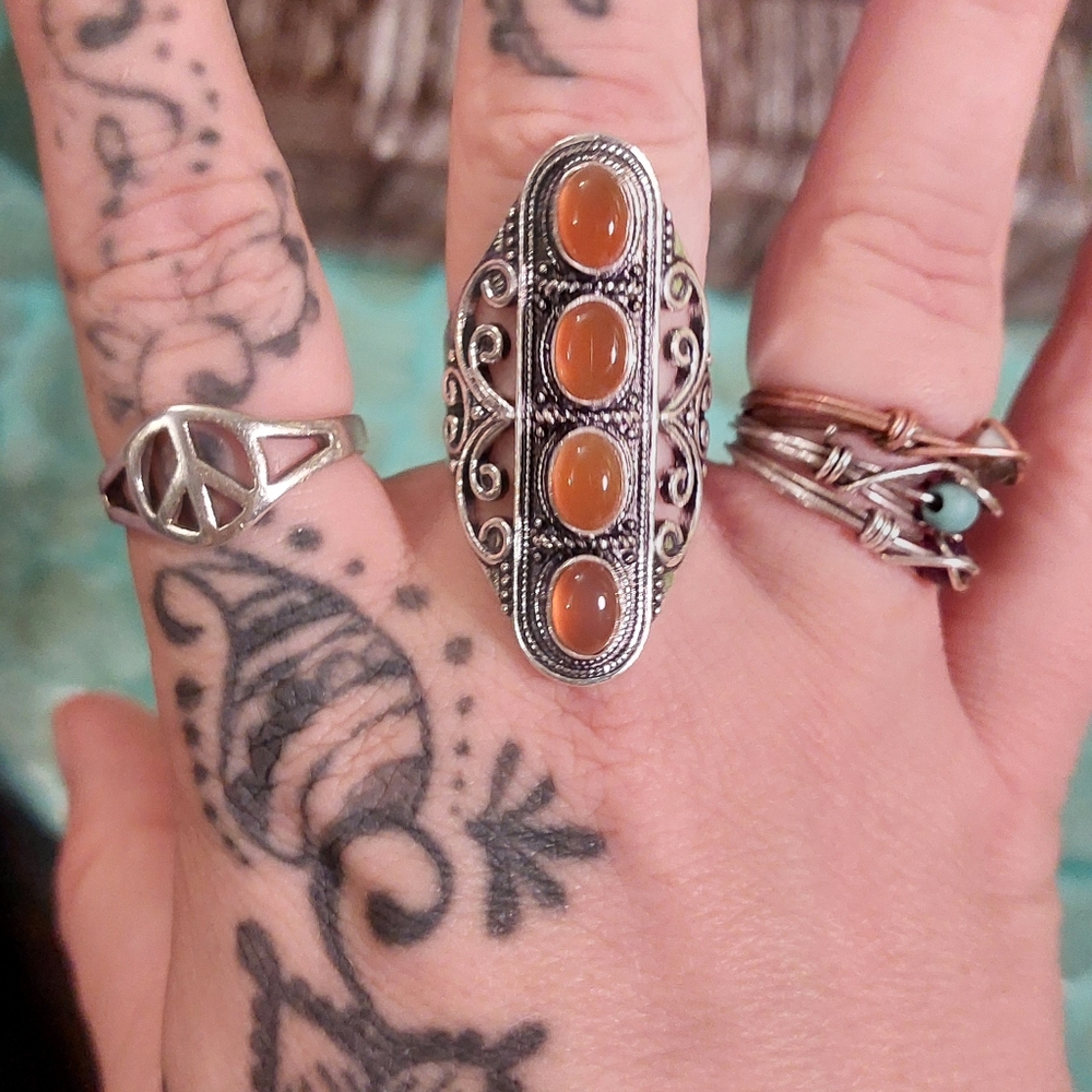 4 Stone Vintage Style Carnelian Ring